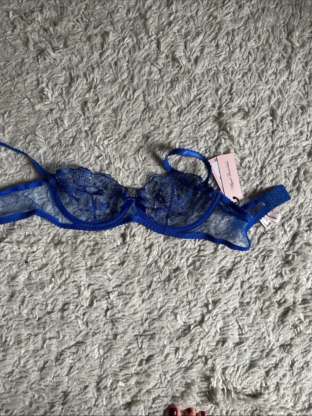 Agent Provocateur Sheer Lace Underwire Bra in Royal Blue